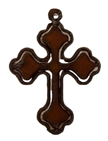 Cross with Cuts Charm Pendant Rustic Metal