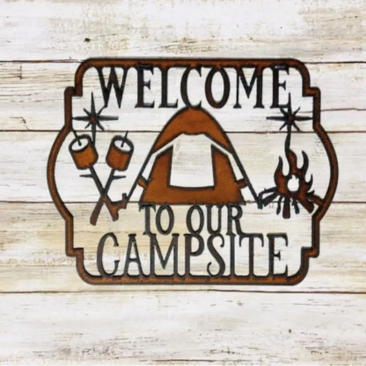 Welcome To Our Campsite Camper Trailer Sign