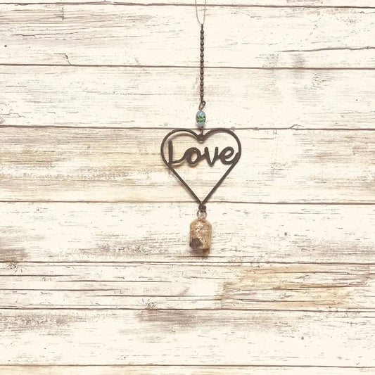 Outline Heart with Love Single Nana Bell Mobile Wind Chime