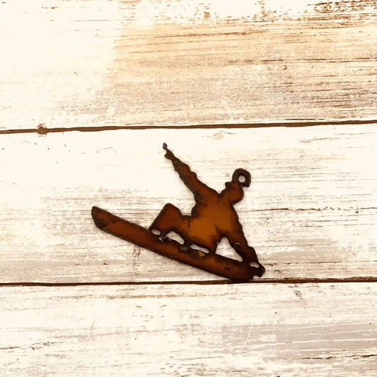 Snowboarder Charm Rustic Metal SKI Gift