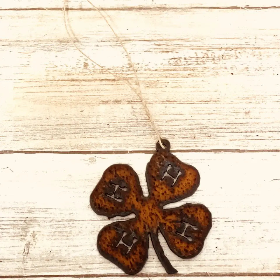4H Clover Ornament Farm Life Rustic Metal Gift Christmas