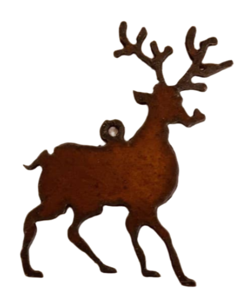 Rudolph Reindeer Christmas Charm Pendant Rustic Metal