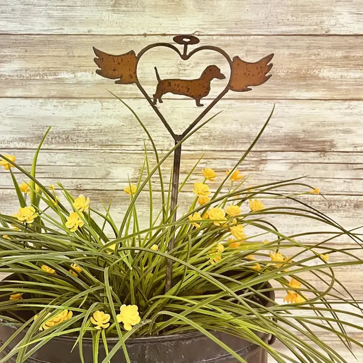 Flying Heart with Dachshund Pet Memorial Stake
