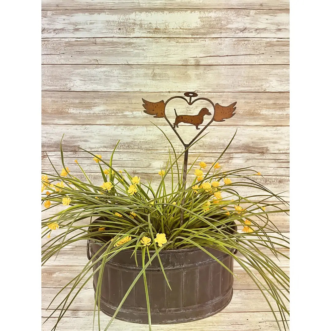 Flying Heart with Dachshund Pet Memorial Stake