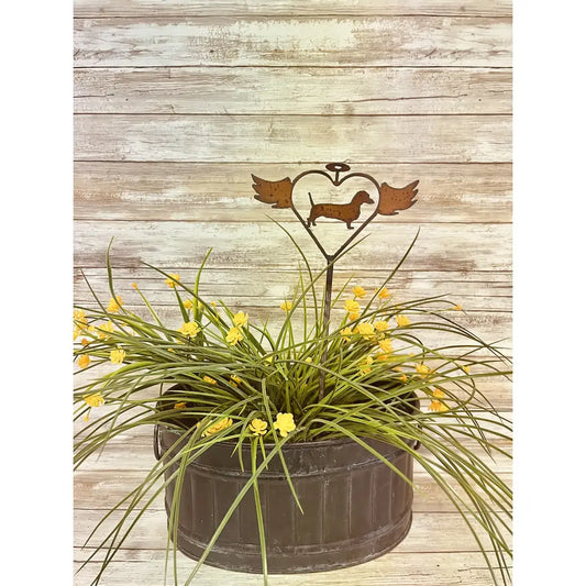 Flying Heart with Dachshund Pet Memorial Stake