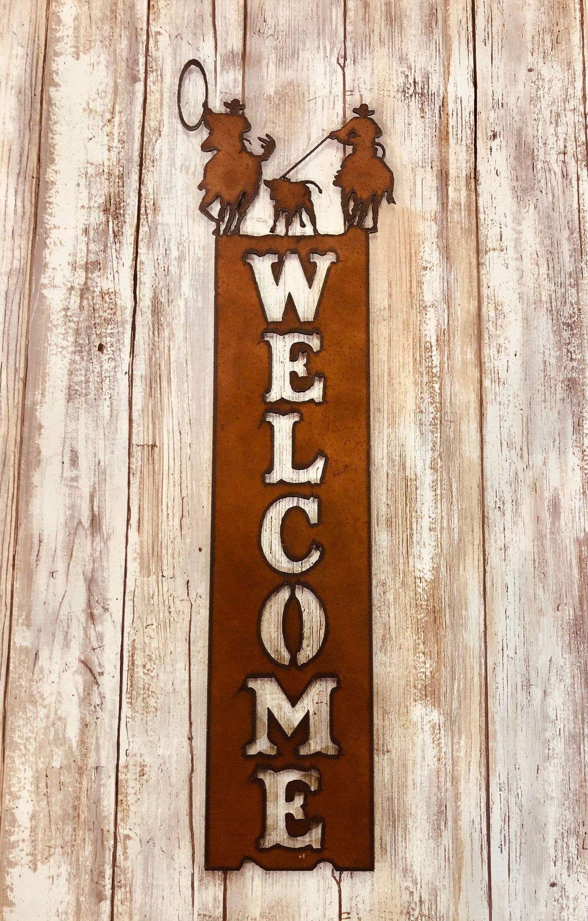 Traveling Rodeo Sign TeamRoper Western Rodeo Vertical Welcome Sign – Universal Ironworks USA