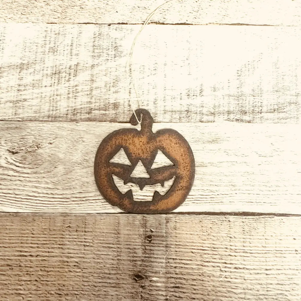 Jack o Lantern Rustic metal Ornament