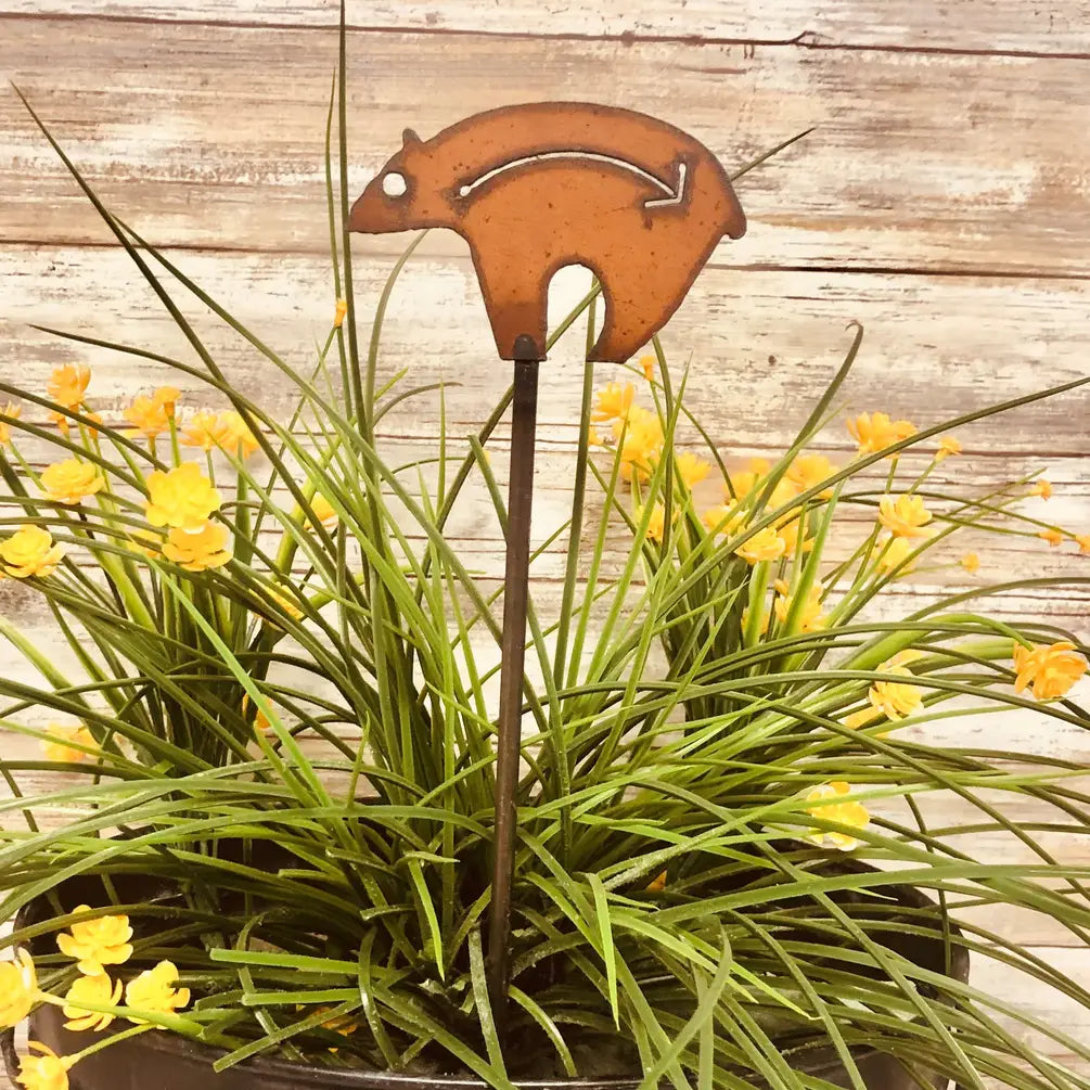 "Spirit Animal" Bear With Arrow Southwest Garden Plant Stake