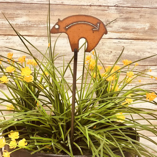"Spirit Animal" Bear With Arrow Southwest Garden Plant Stake