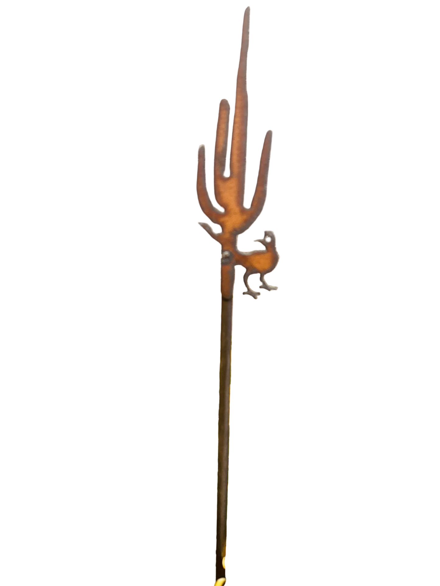 Roadrunner and Cactus Rustic Metal Garden Plant Stake