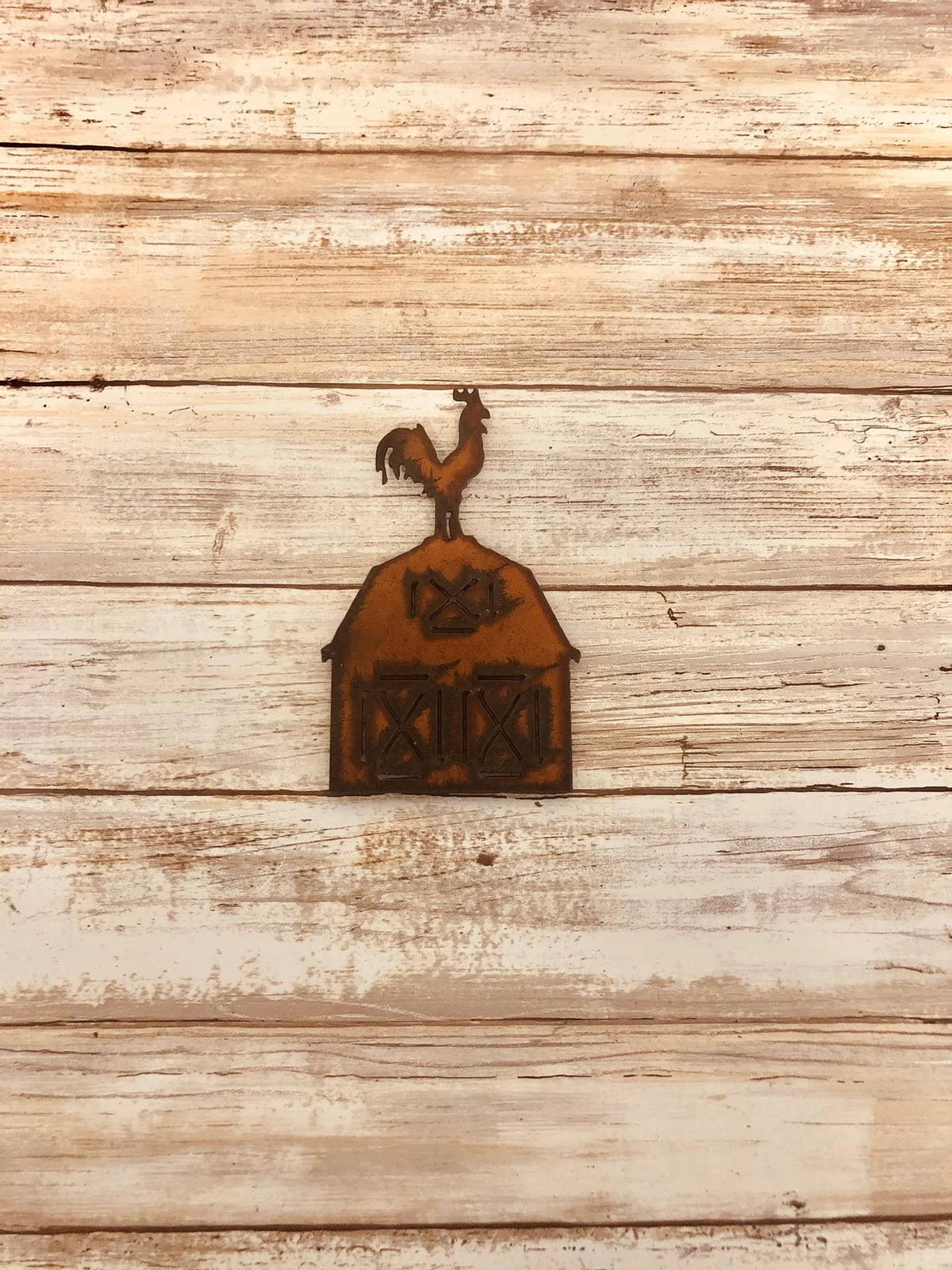 Barn with Rooster Rustic Iron Magnet