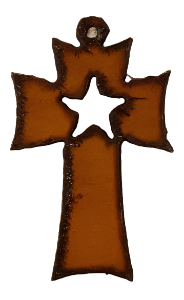 Cross with Star Charm Pendant Rustic Metal