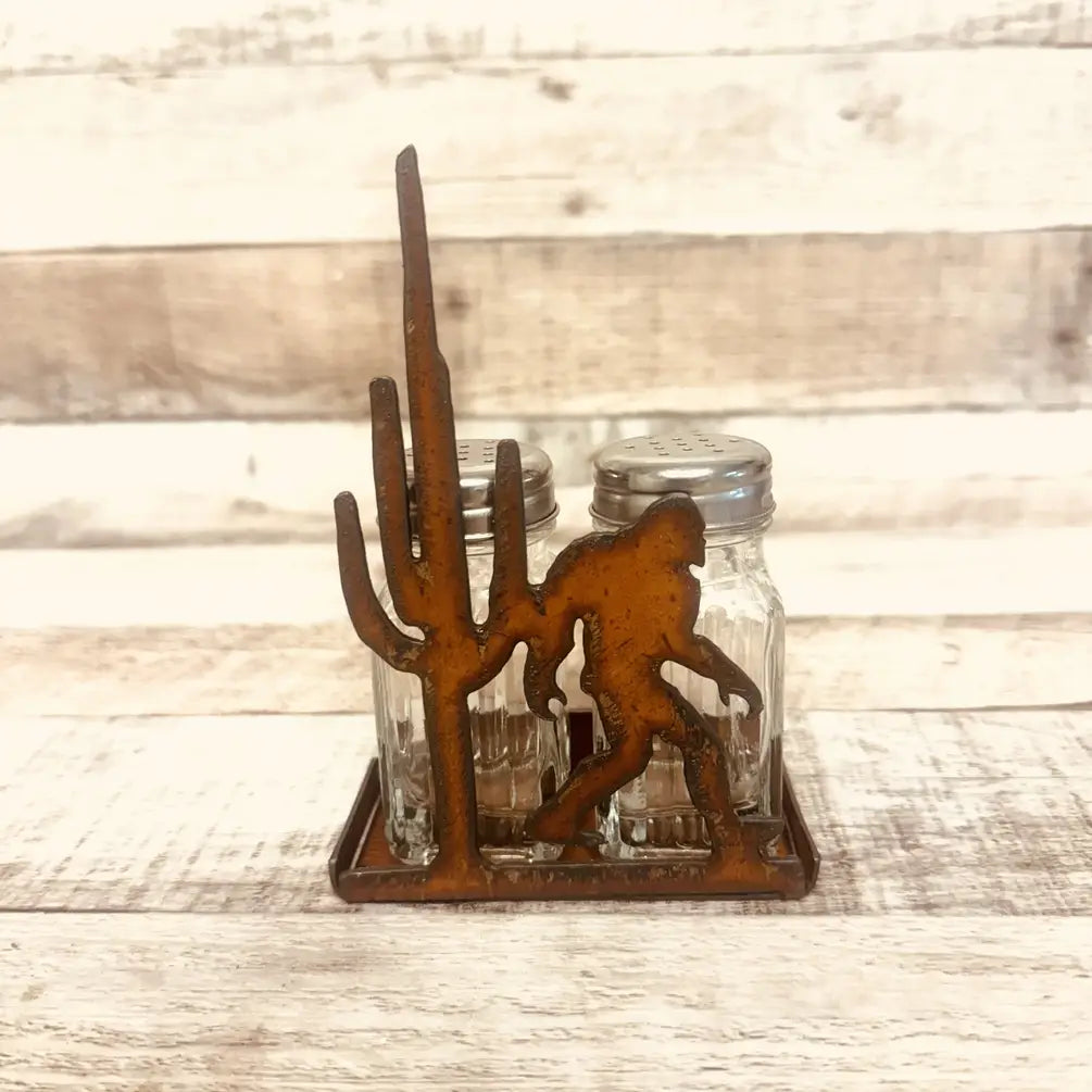 Bigfoot with Cactus Southwest Yeti Salt and Pepper Shaker