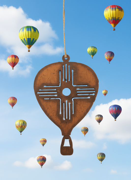 Hot Air Balloon with Zia New Mexico  Ornament