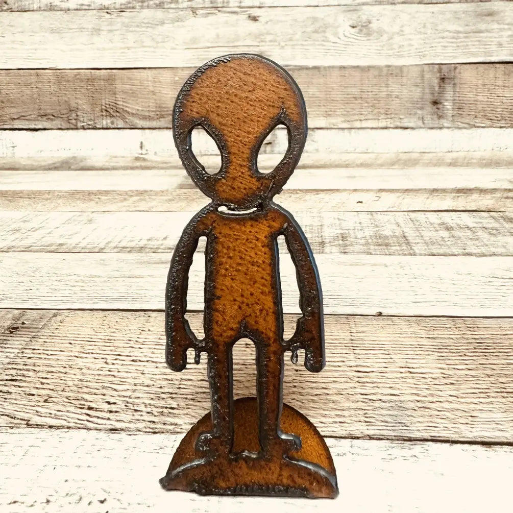 Alien Standing Doodad Figurine Rustic Metal Area 51