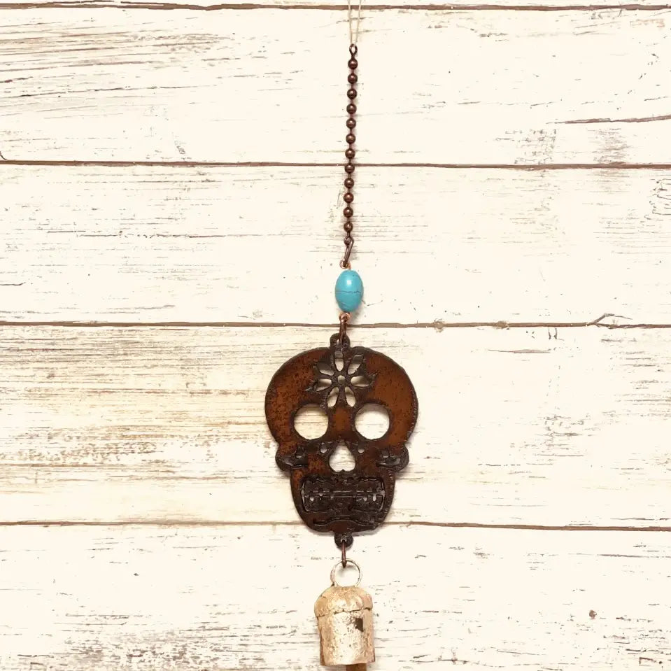 Sugar Skull Garden Friend Bell Rustic Home Decor Chime
