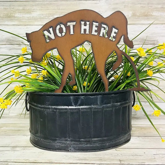 Not Here No Peeing Dog Metal Yard Sign