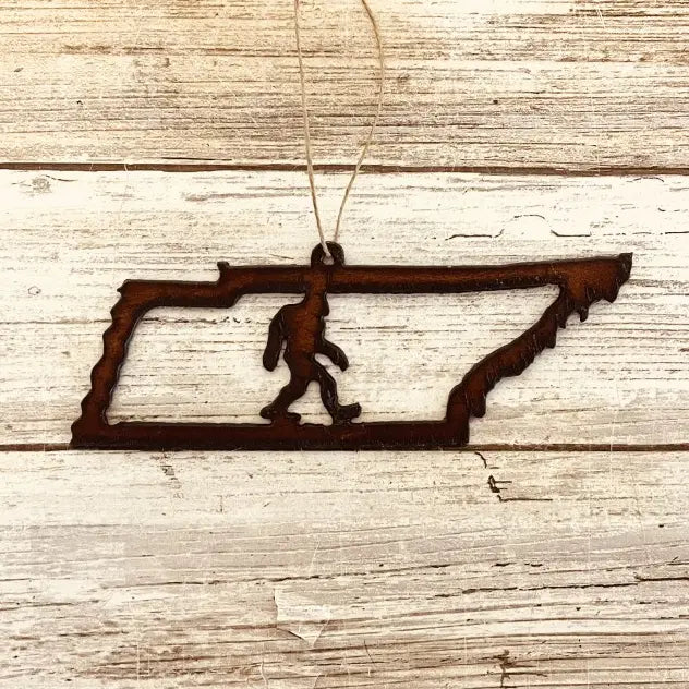 Tennessee Outline Ornament with Bigfoot Inside