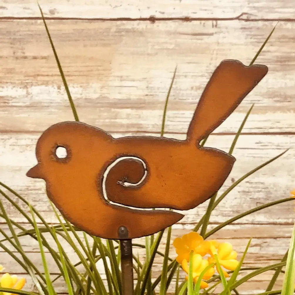 Bird with Swirl Garden Plant Stake