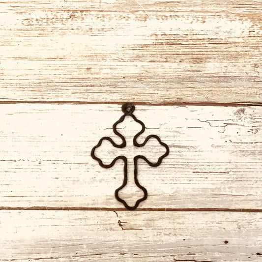 Chubby Cross Outline Charm Pendant Rustic Metal