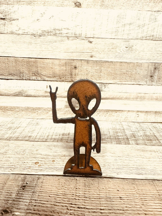 Alien Full Body with Peace Doodad Standing Figurine