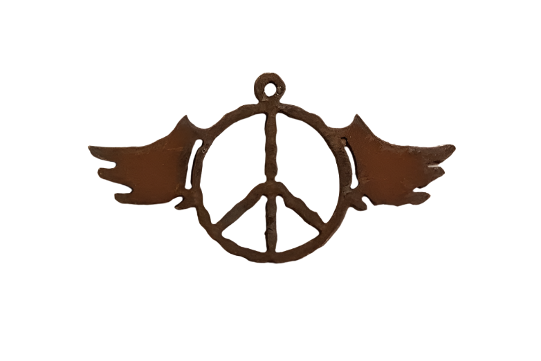 Peace Symbol With Wings Charm