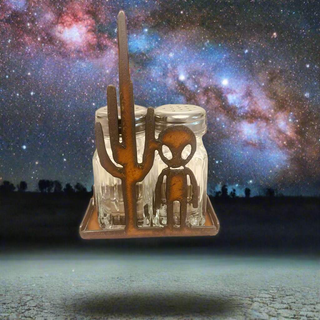 Alien with Cactus Salt N Pepper Shaker Area 51 Roswell Gift
