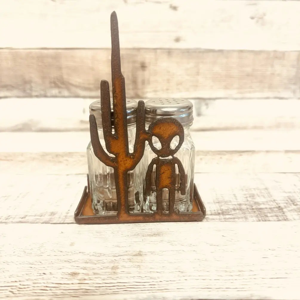 Alien with Cactus Salt N Pepper Shaker Area 51 Roswell Gift