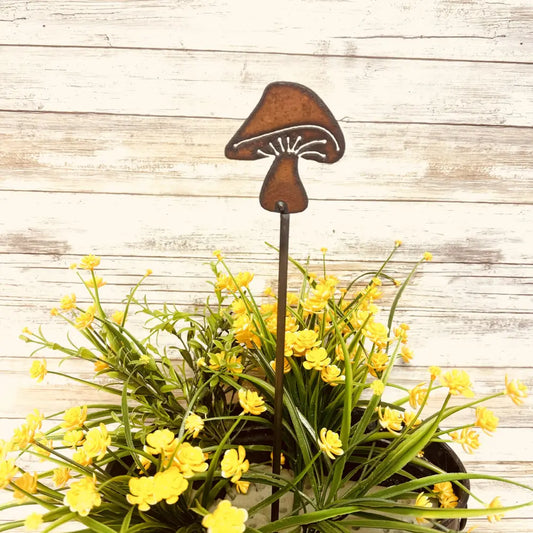 Mushroom #1 Rustic Metal Whimsical Plant Stake Art