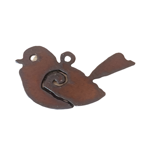 Bird with Swirl Pendant Rustic Metal Charm