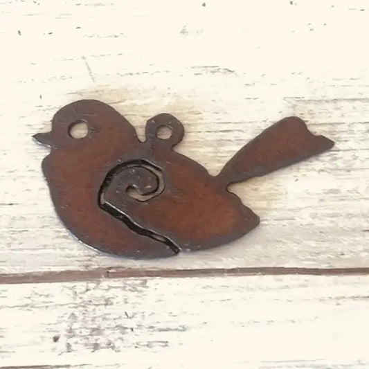 Bird with Swirl Pendant Rustic Metal Charm