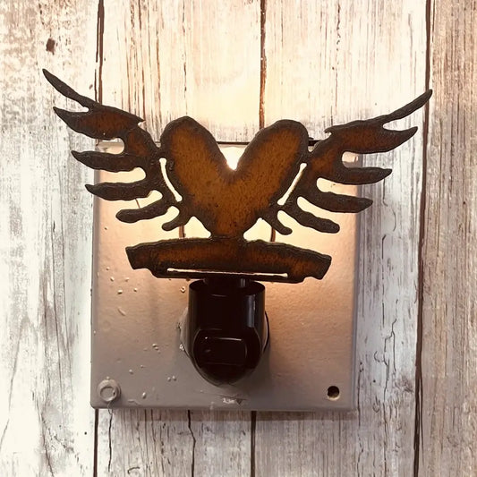 Flying Heart Valentines Rustic Metal Night Light Made In USA
