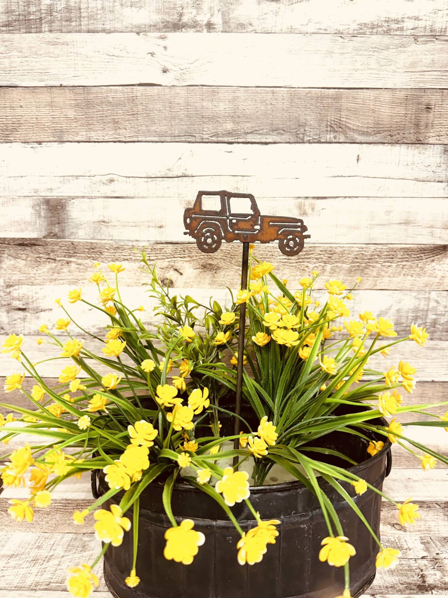 Jeep Rustic Metal Garden Plant Stake USA Made its a Jeep