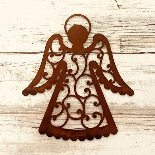 Angel Wings Down Rustic Metal Memorial Gift Magnet