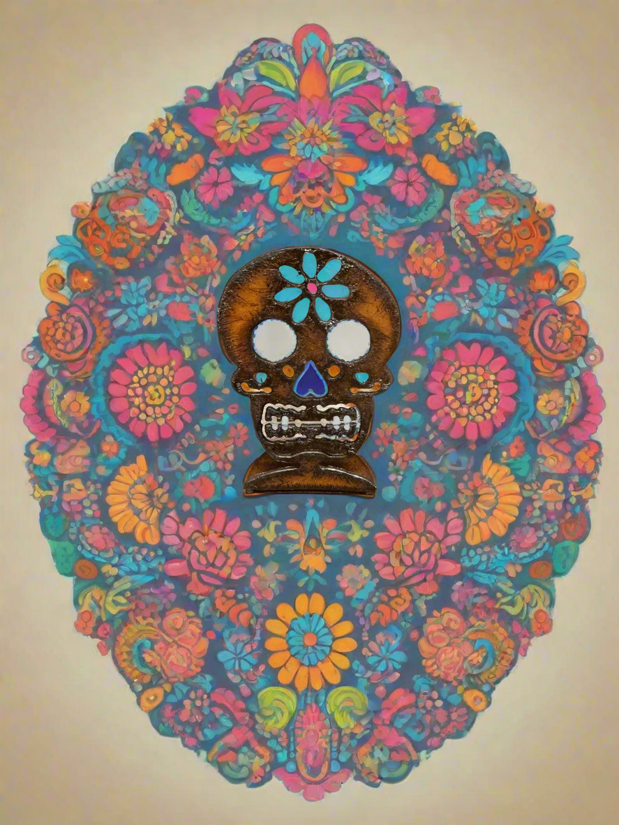 Sugar Skull Garden Friend Rustic Metal Doodad Figurine