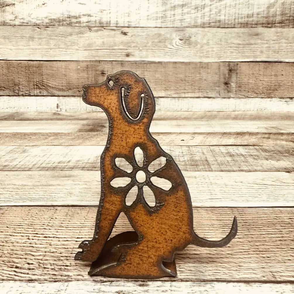 Dog Garden Doodad Rustic Metal Standing Figurine