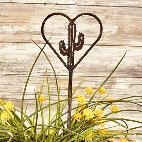 Heart Outline with Emporium Cactus Plant Stake Garden
