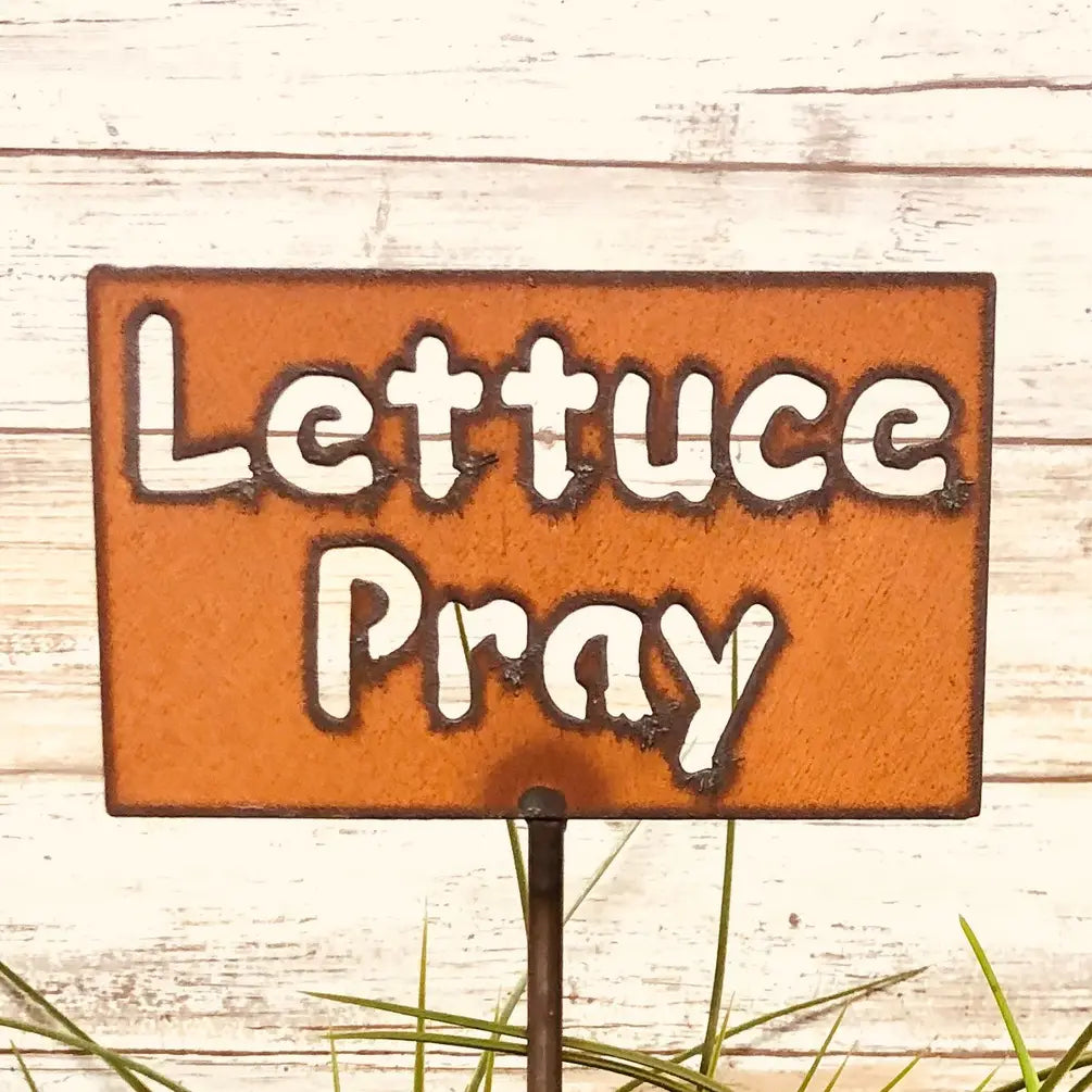 Lettuce Pray Garden Plant Stake Garden Decor Art