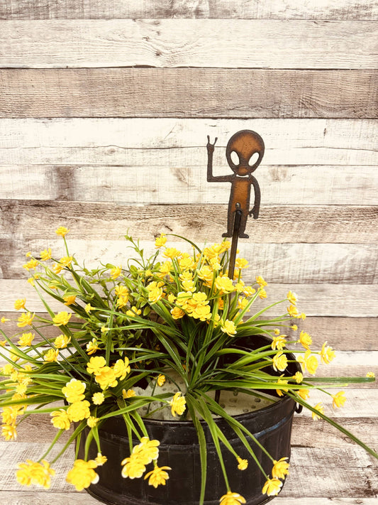 Alien Peace Rustic Area 51 New Mexico Garden Plant Stick