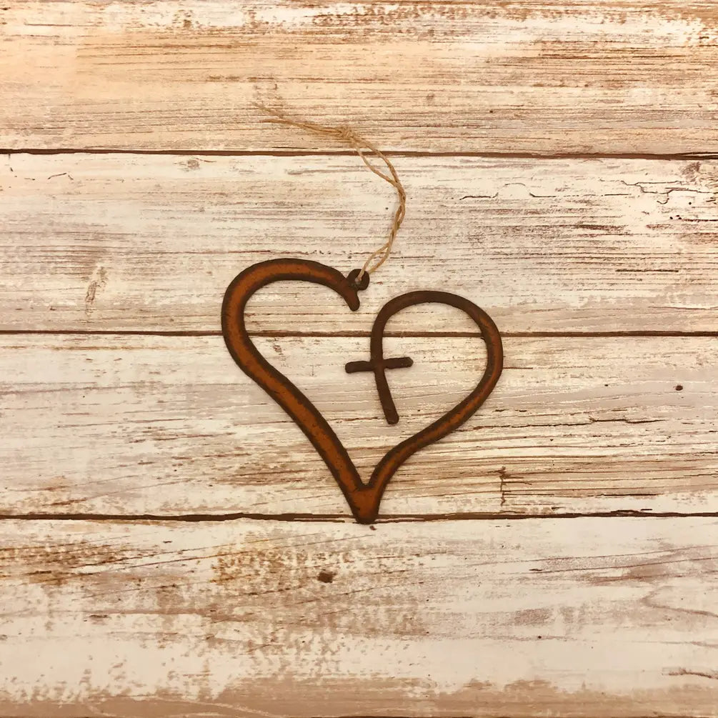 Heart with Cross Inspirational Ornament