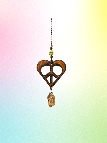 Heart with Peace Symbol Hippie Metal Bell Garden Chime