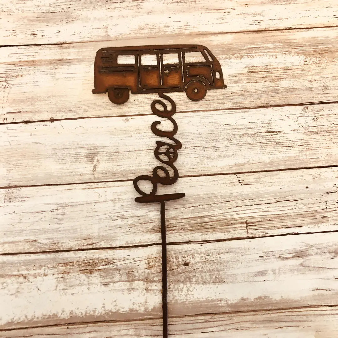 Peace Slug Bus with Peace Hippie Garden Stake