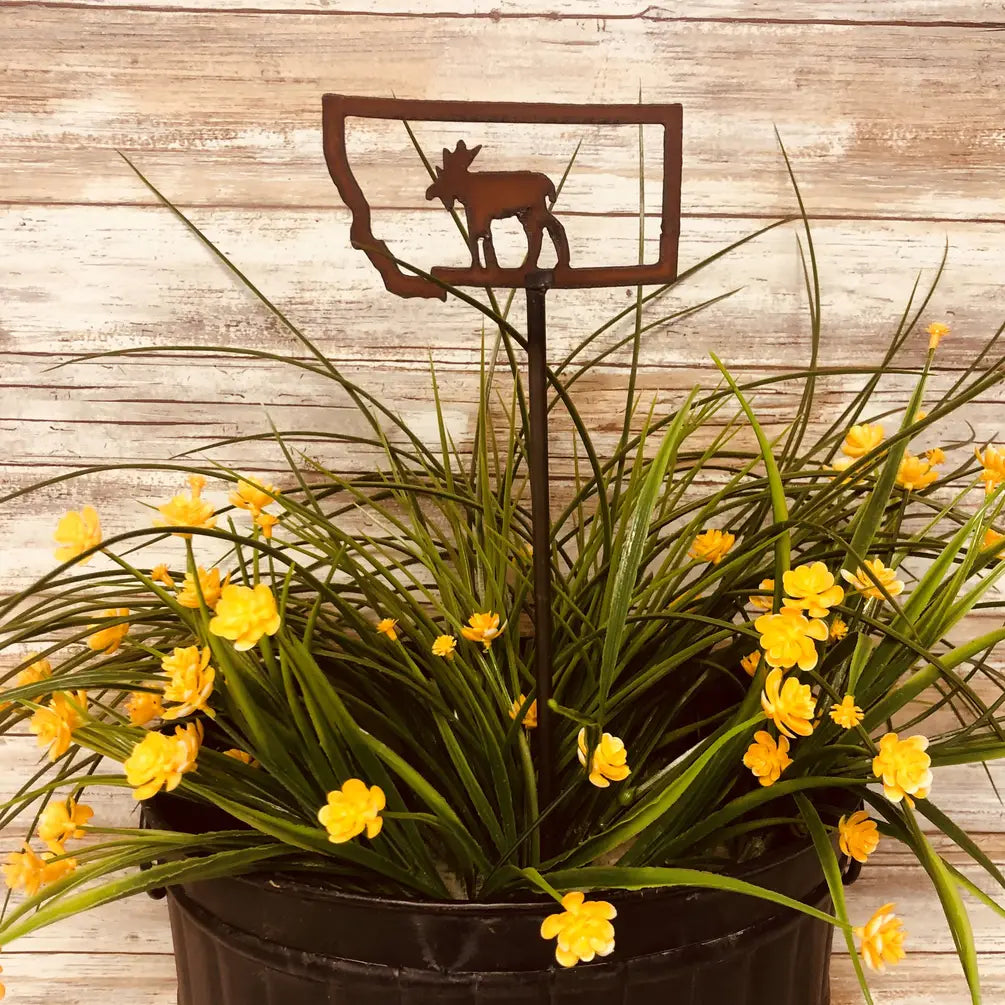 Montana Outline with Moose Lodge Plant Stake