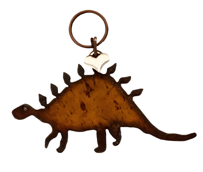 Stegosaurus Dinosaur Key Chain Rustic Metal Gift