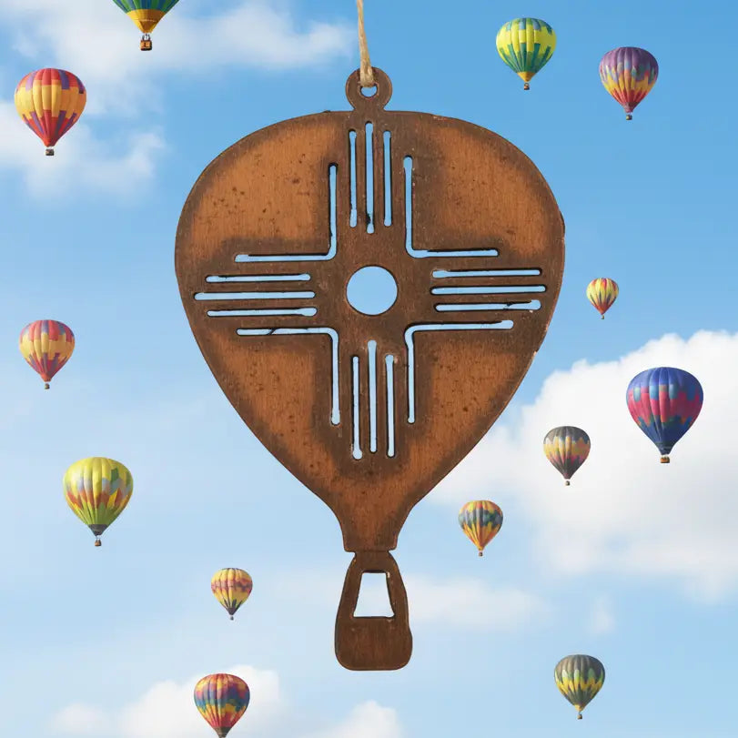Hot Air Balloon with Zia New Mexico  Ornament