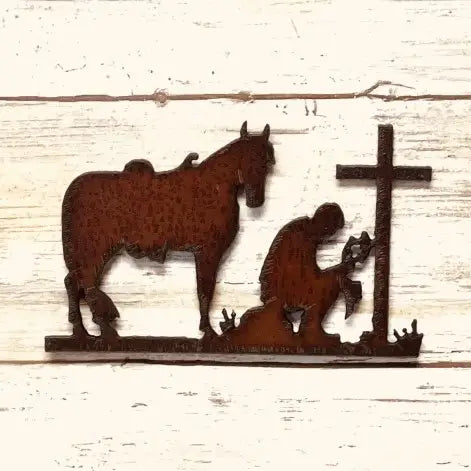 Cowboy at Cross Western Rustic Magnet