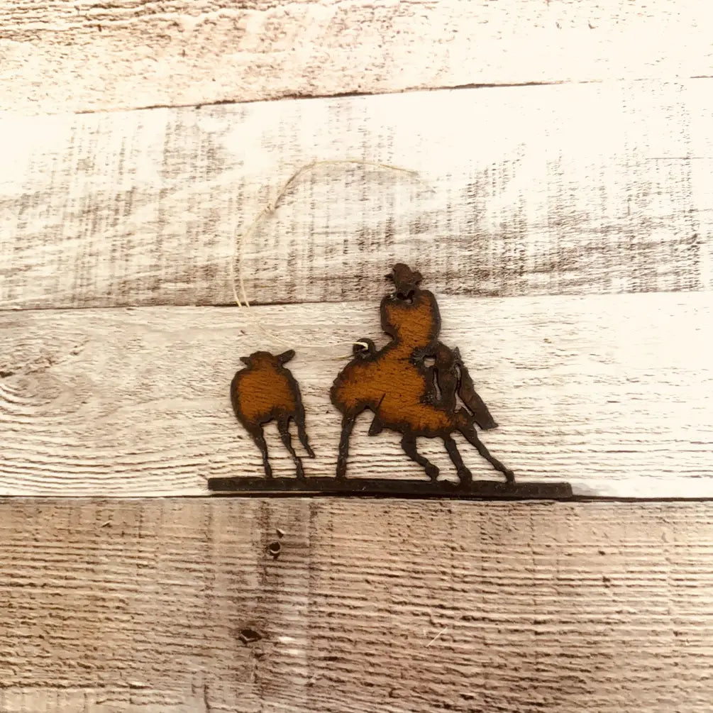 Cutter Horse Rodeo Western Ornament Rustic Metal Rodeo