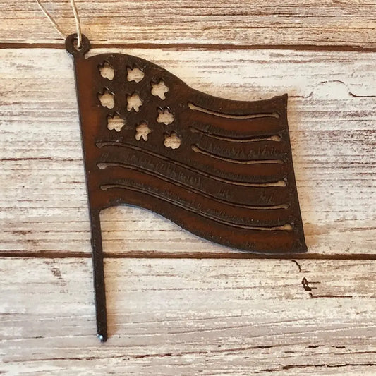 American Flag Rustic Ornament