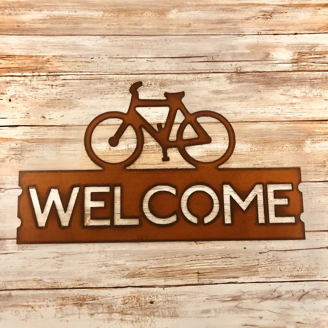 Bicycle Horizontal Rustic Welcome Sign