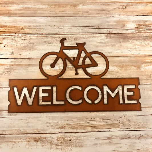 Bicycle Horizontal Rustic Welcome Sign